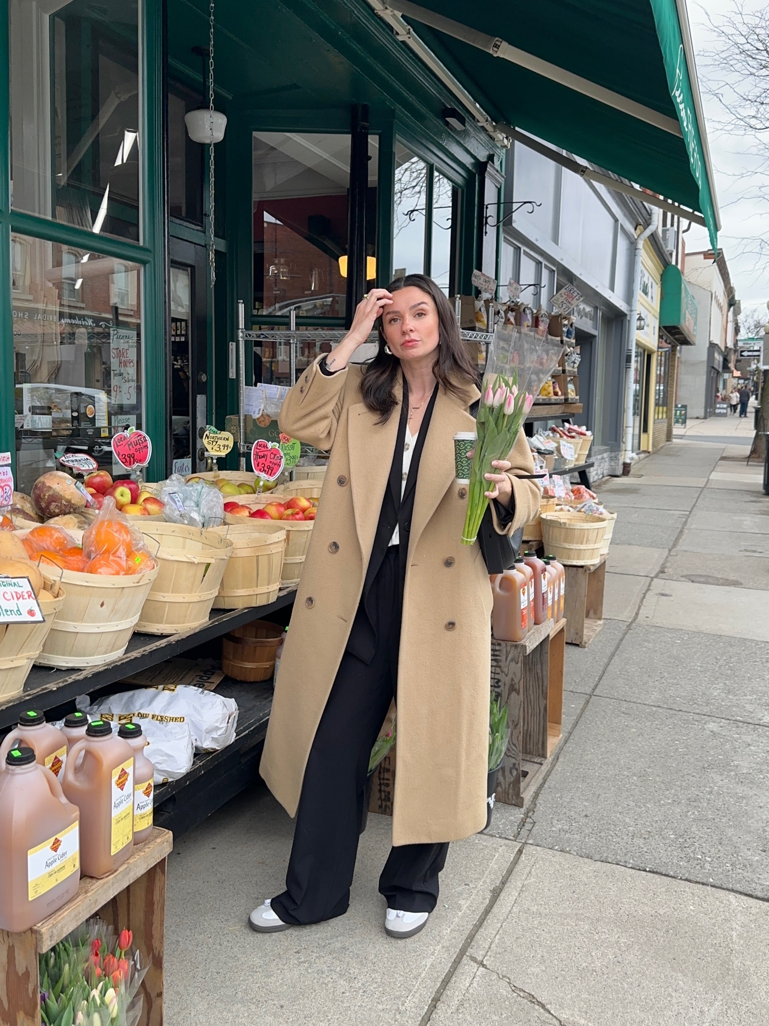 spring outfits, spring outfit ideas, capsule wardrobe, casual chic outfit, casual style, capsule wardrobe, work outfit, wear to work, workwear style, adidas sambas, samba dupes, camel coat, trench coat

#LTKworkwear #LTKstyletip #LTKshoecrush