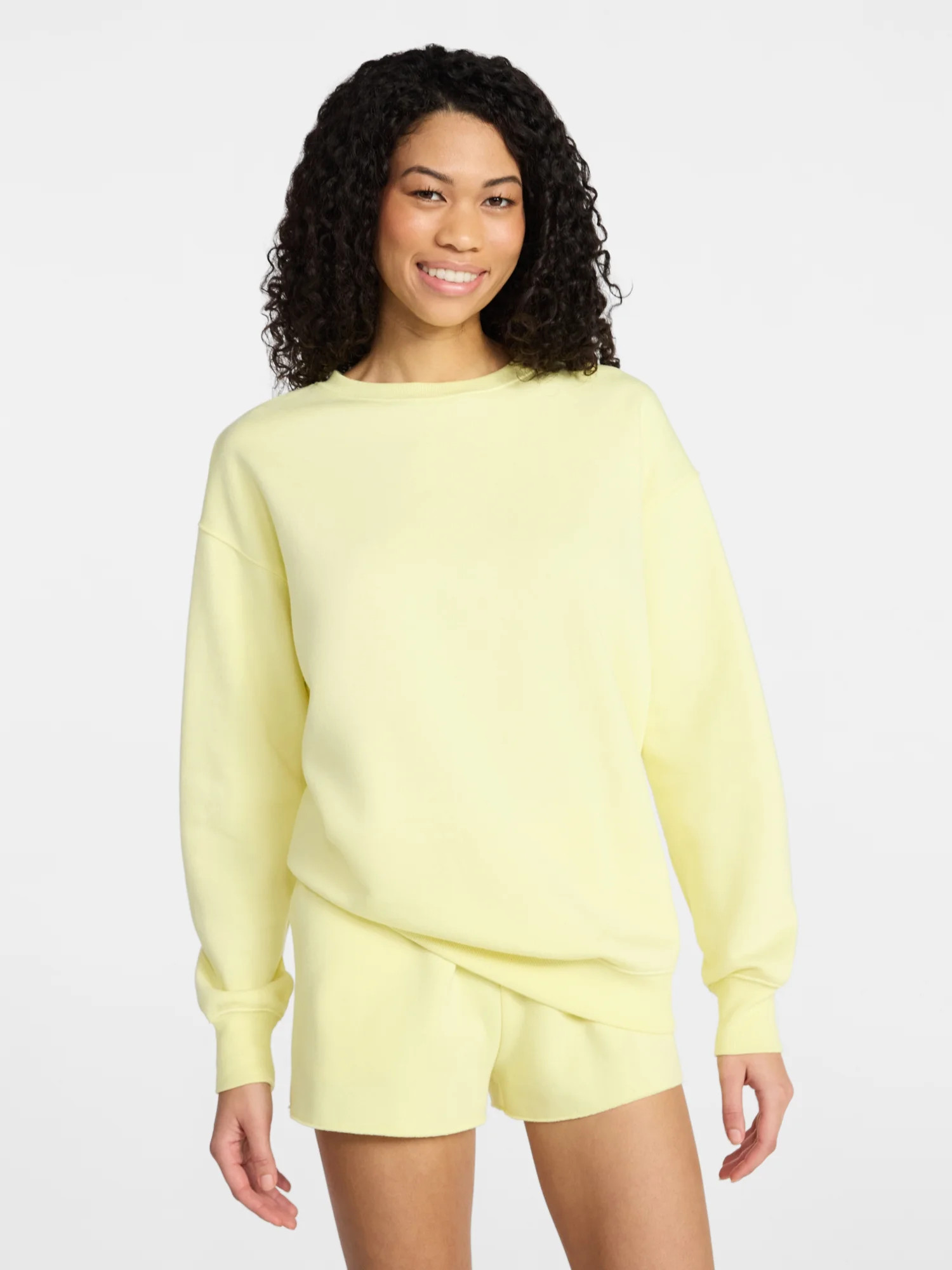 No Boundaries Soft Fleece Oversized Sweatshirt with Long Sleeves, Women’s XXS-XXL | Walmart (US)