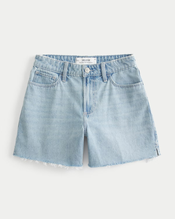Women's Curvy High-Rise Light Wash Relaxed Denim Shorts 5" | Women's Bottoms | HollisterCo.com | Hollister (US)