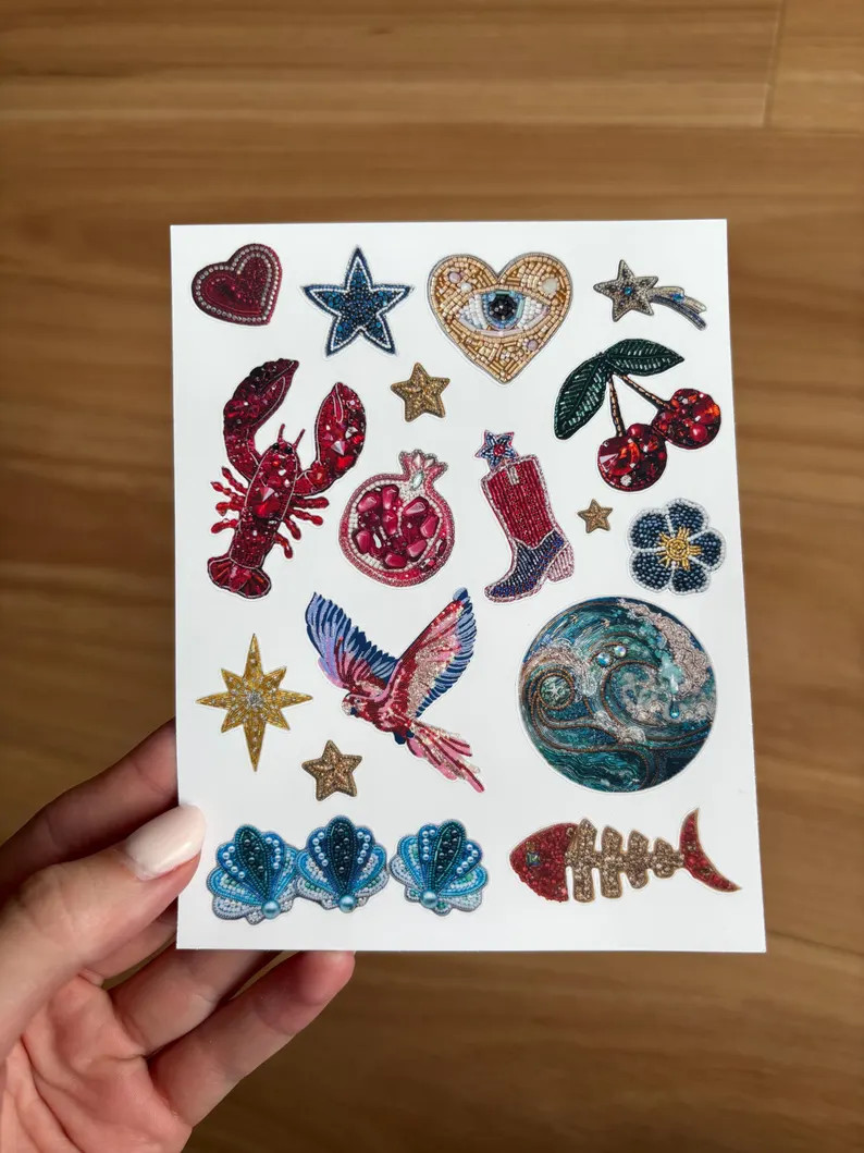 Beaded Trinket Sticker Sheet | Aesthetic Junk Journal Sticker Sheet | Pinterest Journal Stickers ... | Etsy (US)