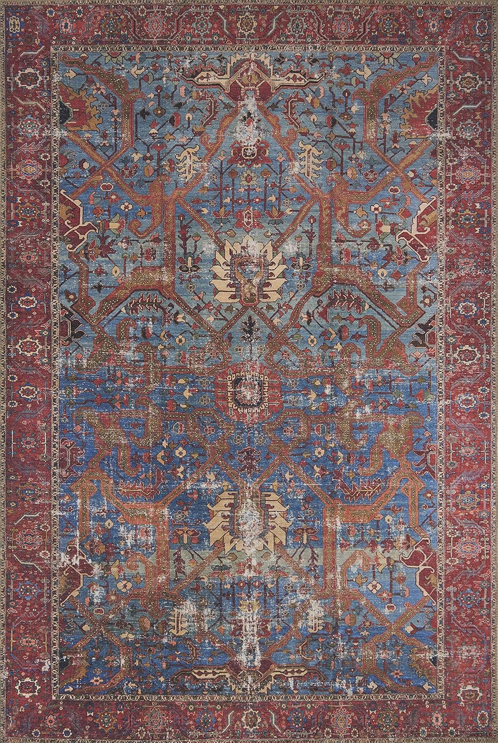 Loloi II Loren Collection LQ-10 Blue/Red 7'-6" x 9'-6" Area Rug | Amazon (US)