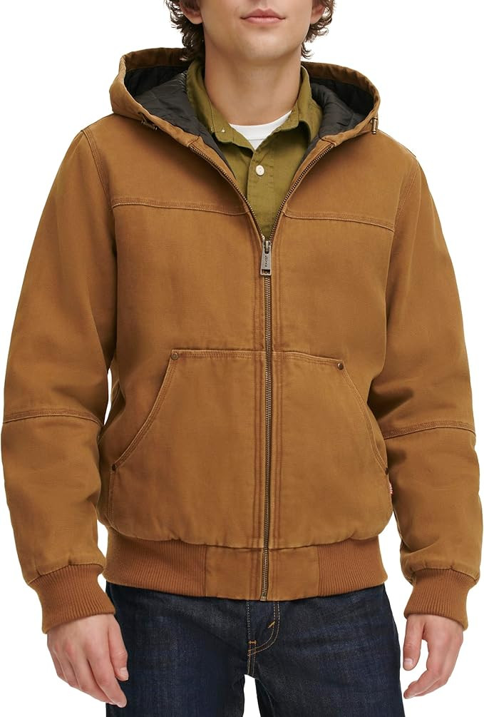 Levi's Men's Workwear Cotton Canvas Hooded Bomber Jacket (Regular & Big & Tall Sizes) | Amazon (US)