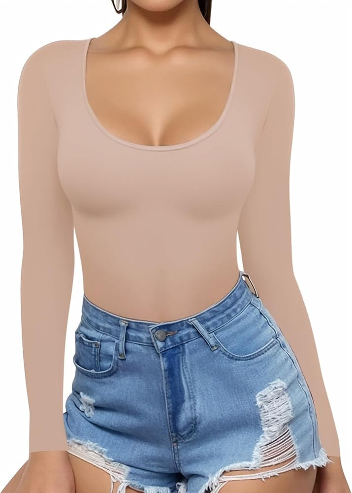 MANGOPOP Womens Scoop Neck Short Sleeve Long Sleeve Slim Fit T Shirt Tunic Tops Tee | Amazon (US)