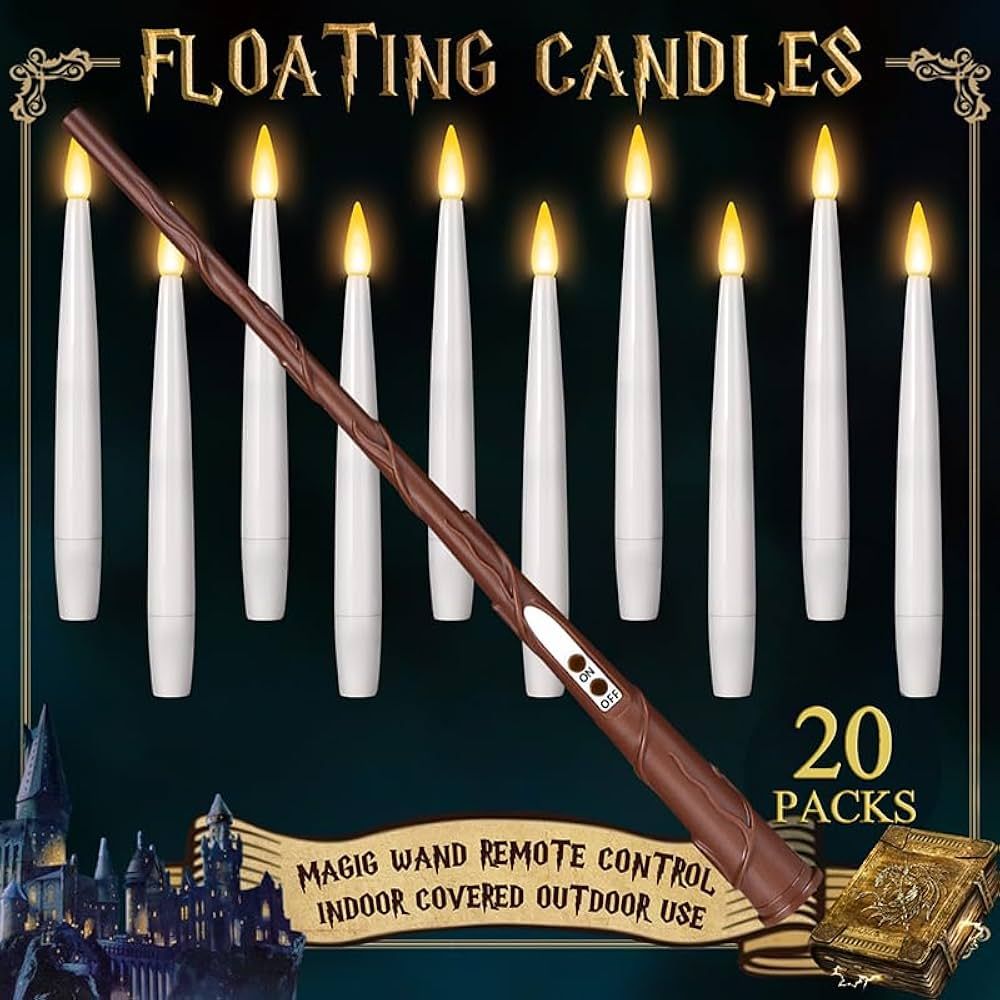 Floating Candles with Wand 20PCs - Halloween Decorations, Magic Hanging Candles with String Flick... | Amazon (US)