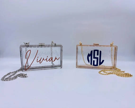 Clear Game Day Purse Custom Acrylic Clutch Custom Clear Stadium Purse College Football Purse Mono... | Etsy (US)