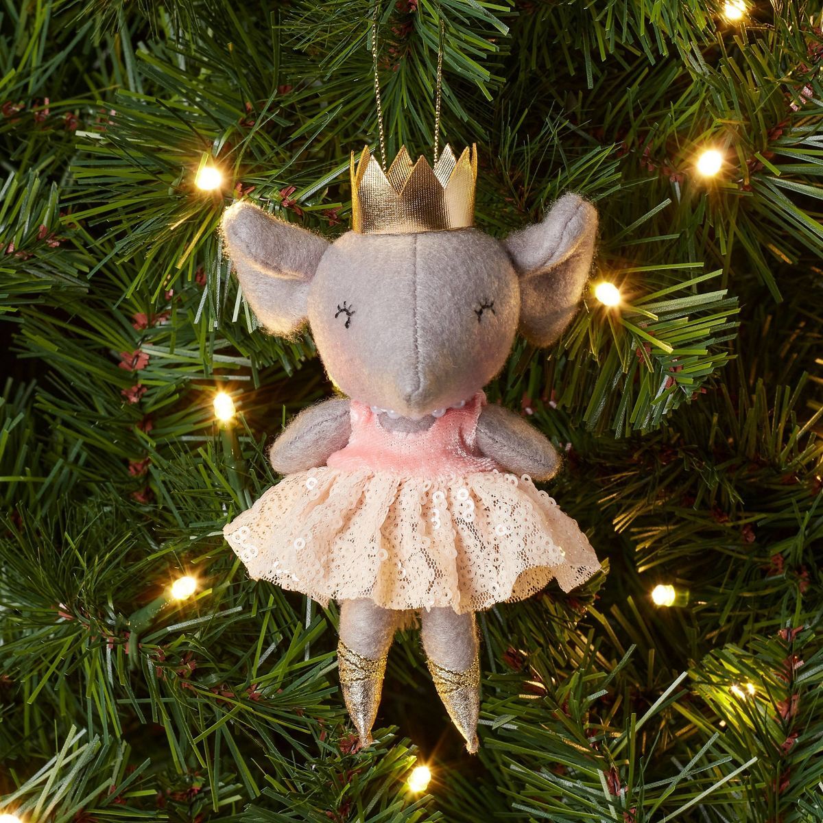 Felt Ballet Mouse Christmas Tree Ornament Gray/Pink - Wondershop™ | Target