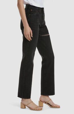 $218 Agolde Women's Black Lana Slice Relaxed Straight Leg Jeans Size 29  | eBay | eBay US