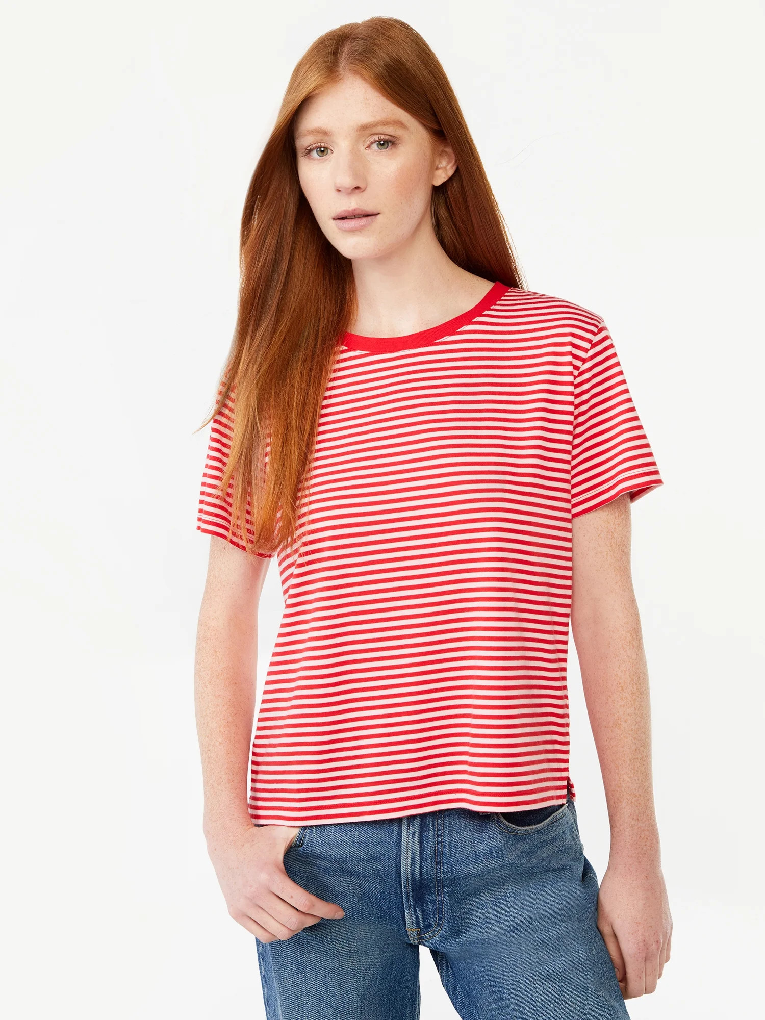 Free Assembly Women's Crop Box Tee with Short Sleeves, Sizes XS-XXXL | Walmart (US)