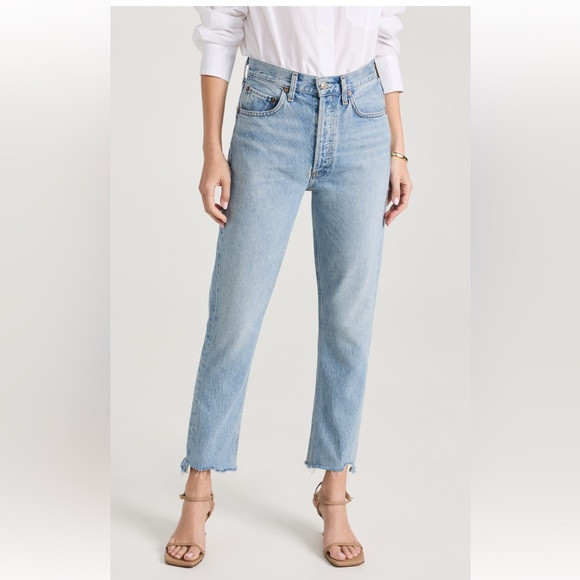 Agolde Riley High Rise Straight Cropped Jeans in Zephyr Wash | Poshmark