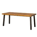 Devoko Home Acacia Wood Dining Table 6-Person Indoor Outdoor Table with Iron Legs, Sandblast Finish, Natural Stained, Rustic Metal, 69 * 33 * 30 inch | Amazon (US)