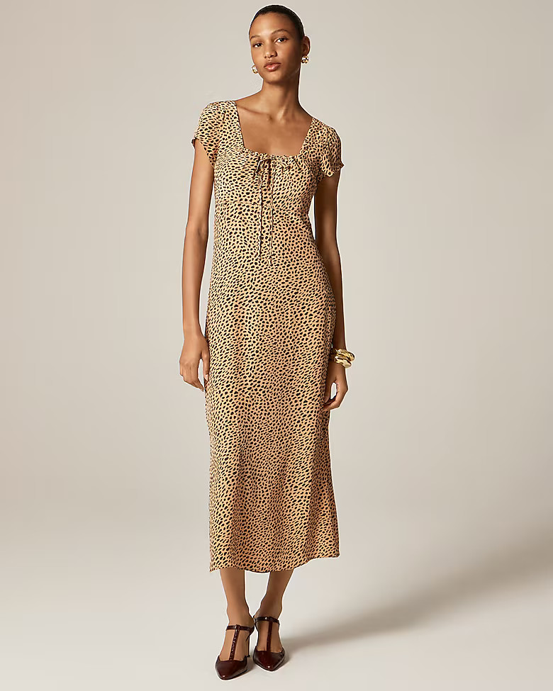 Squareneck slip dress in spot print | J. Crew US