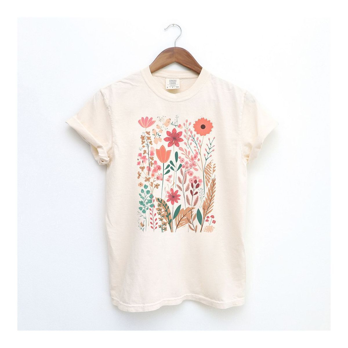 Simply Sage Market Women's Pastel Wildflowers Short Sleeve Garment Dyed Tee | Target
