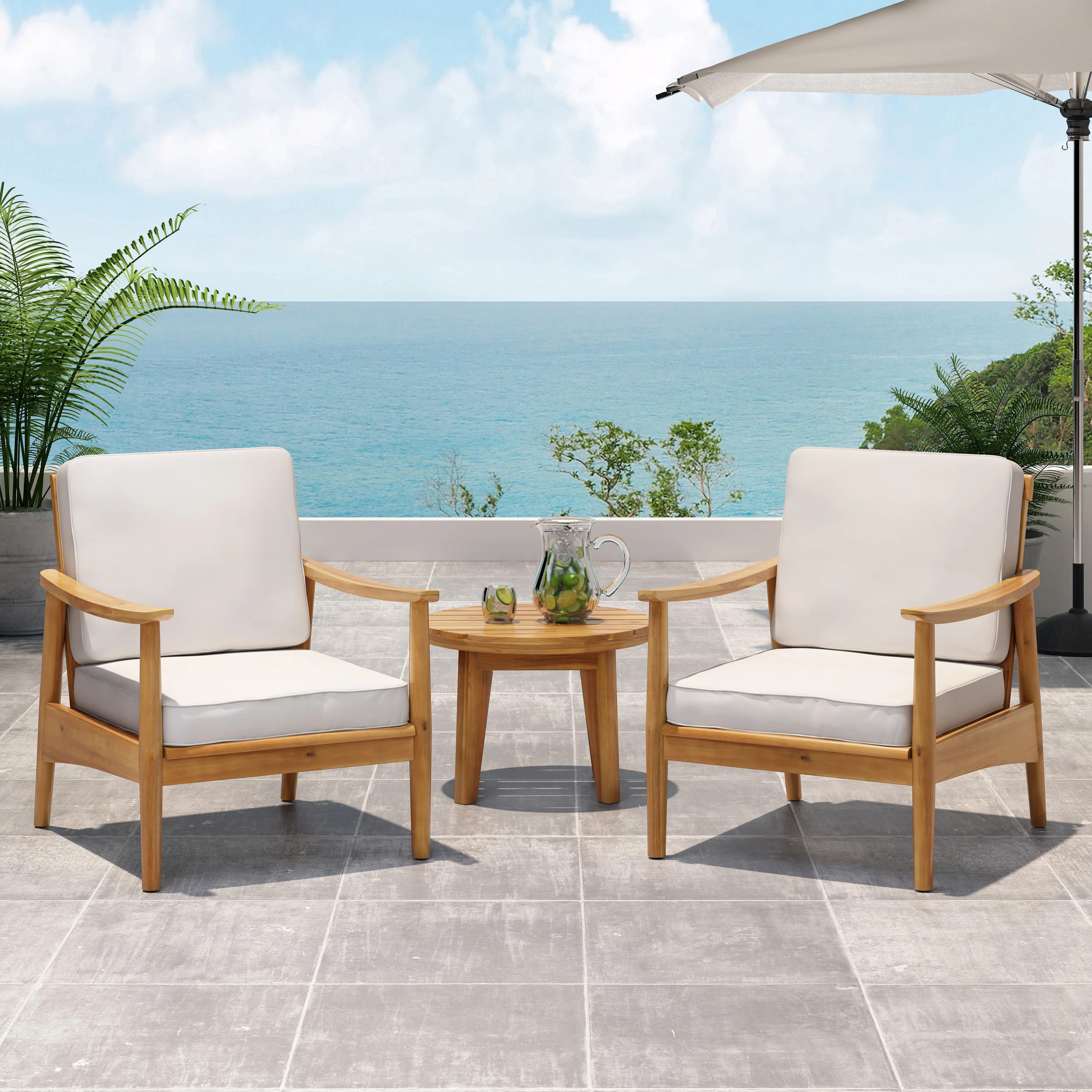 James Acacia Outdoor Lounge Chair (Set of 2) | Wayfair North America