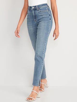 High-Waisted O.G. Straight Side-Slit Ankle Jeans for Women | Old Navy (CA)