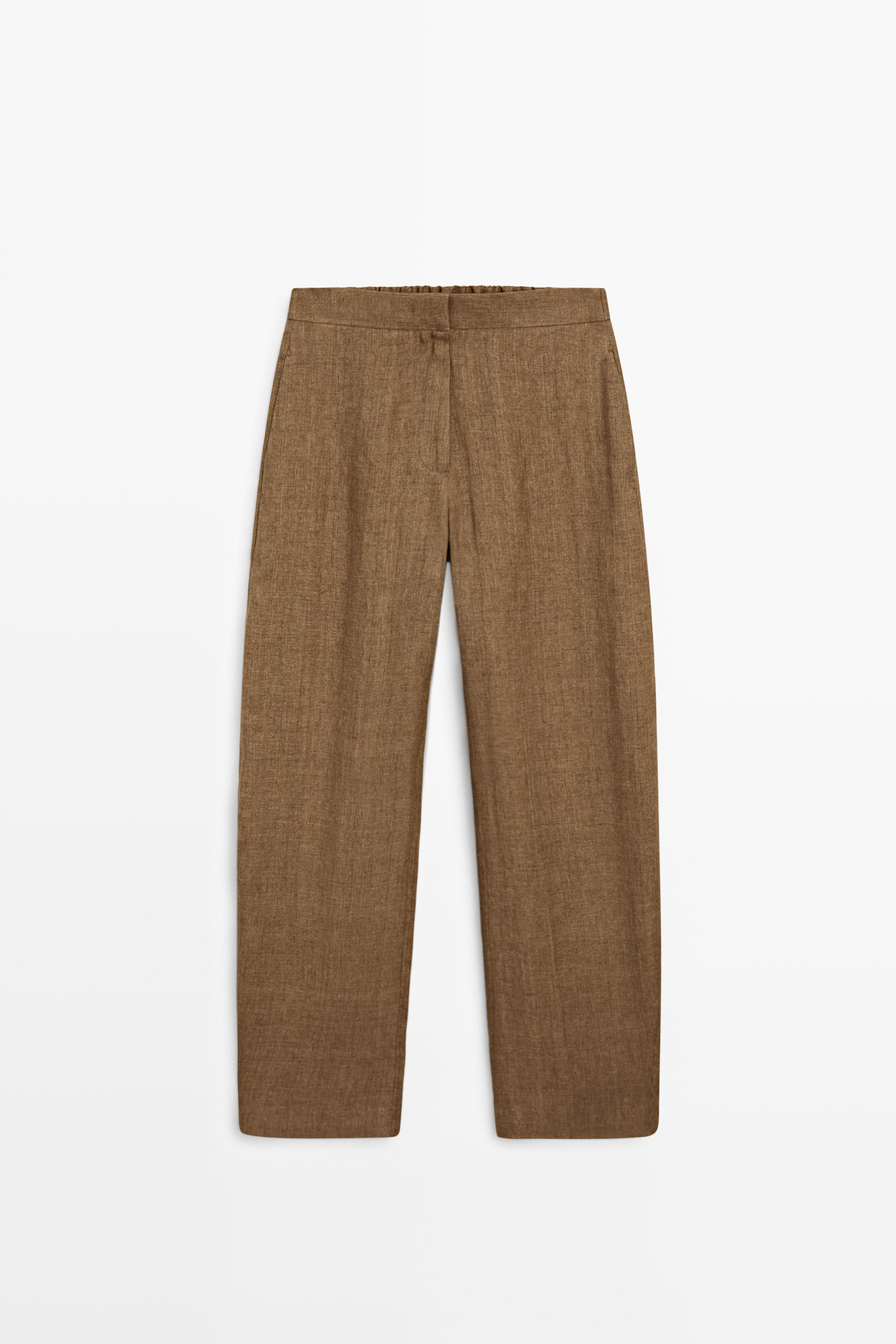 Linen barrel fit pants | Massimo Dutti UK