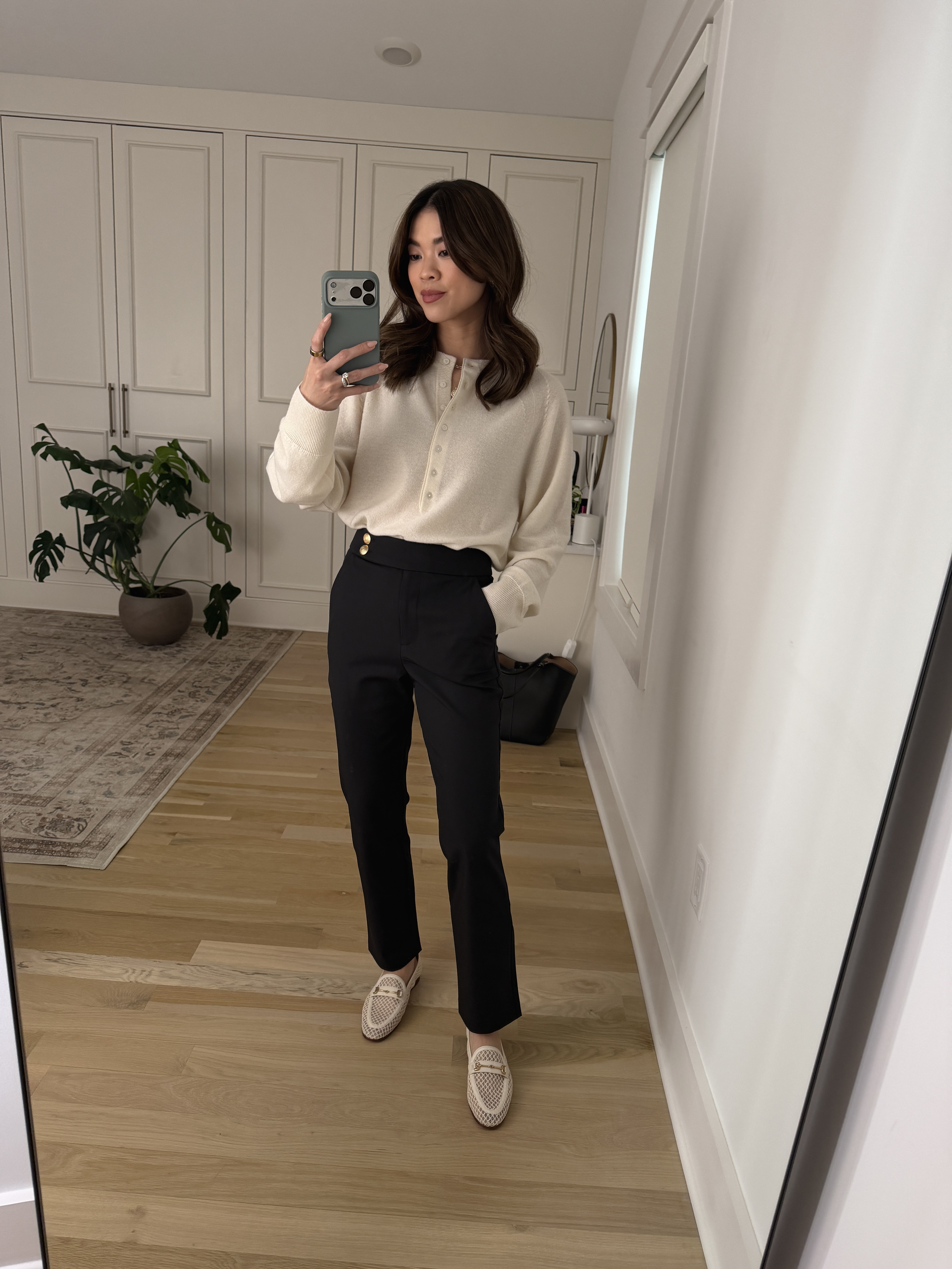 Sizing info: 
•pants size 0 
•sweater size XS
@Quince  

petite fashion, get dressed with me, outfit inspiration, ootd, nashville outfit, Nashville influencer, petite style, vacation style, casual outfits, mom style, petite pants, spring outfits, spring outfit info, spring pants, spring outfit idea, spring top, spring sweater, spring shoes, black pants, work pants, tailored pants, quince, quince sweater 


#LTKPetite #LTKWorkwear #LTKootd