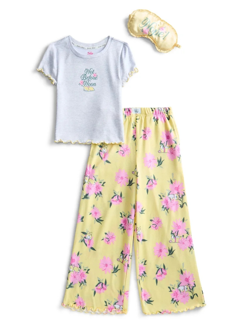Justice Girls Short Sleeve Tee, Pants and Eye Mask Pajama Set, 3-Piece, Sizes 5-18 | Walmart (US)