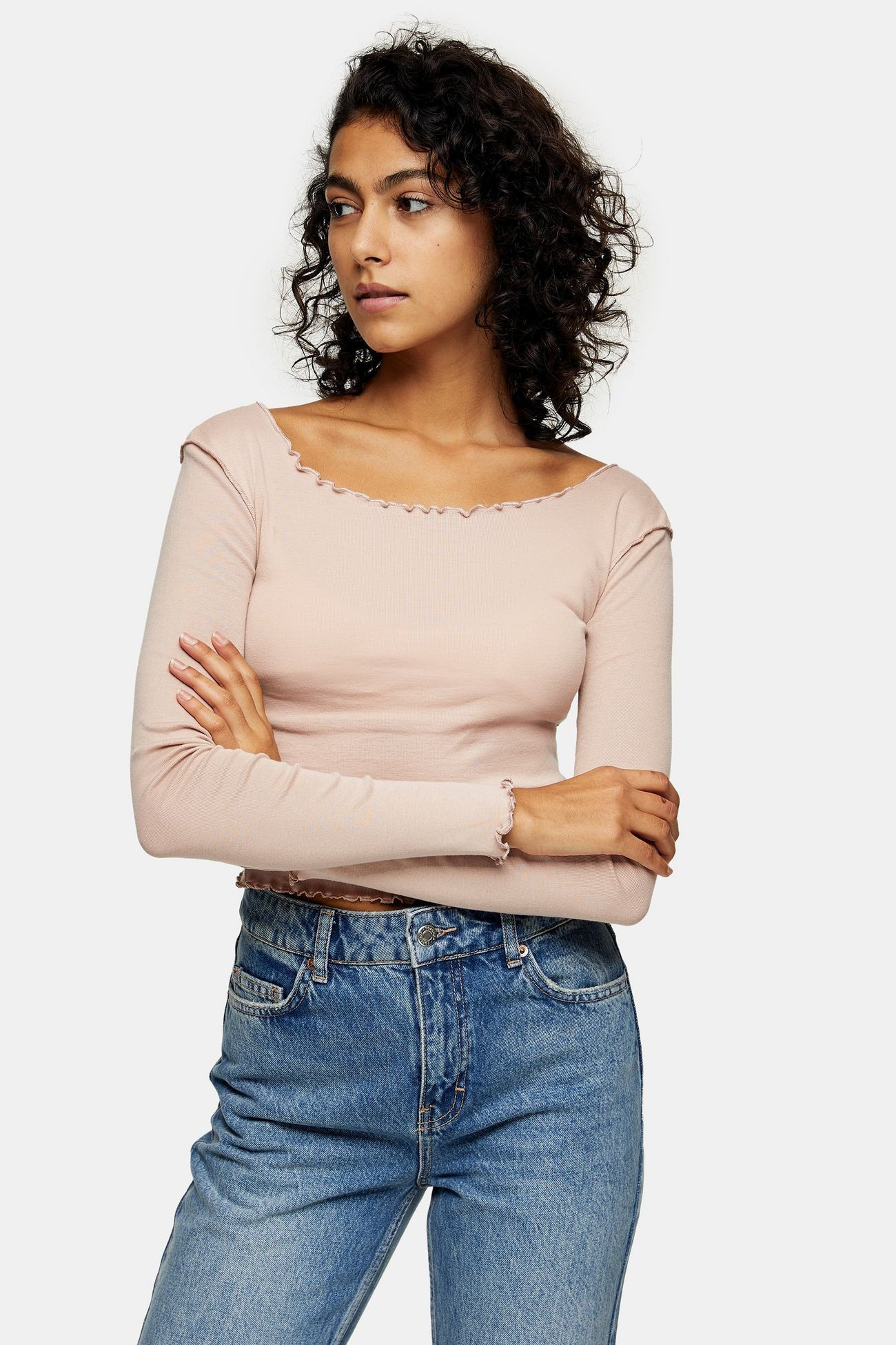 Rose Pink Long Sleeve Lettuce Top | Topshop UK