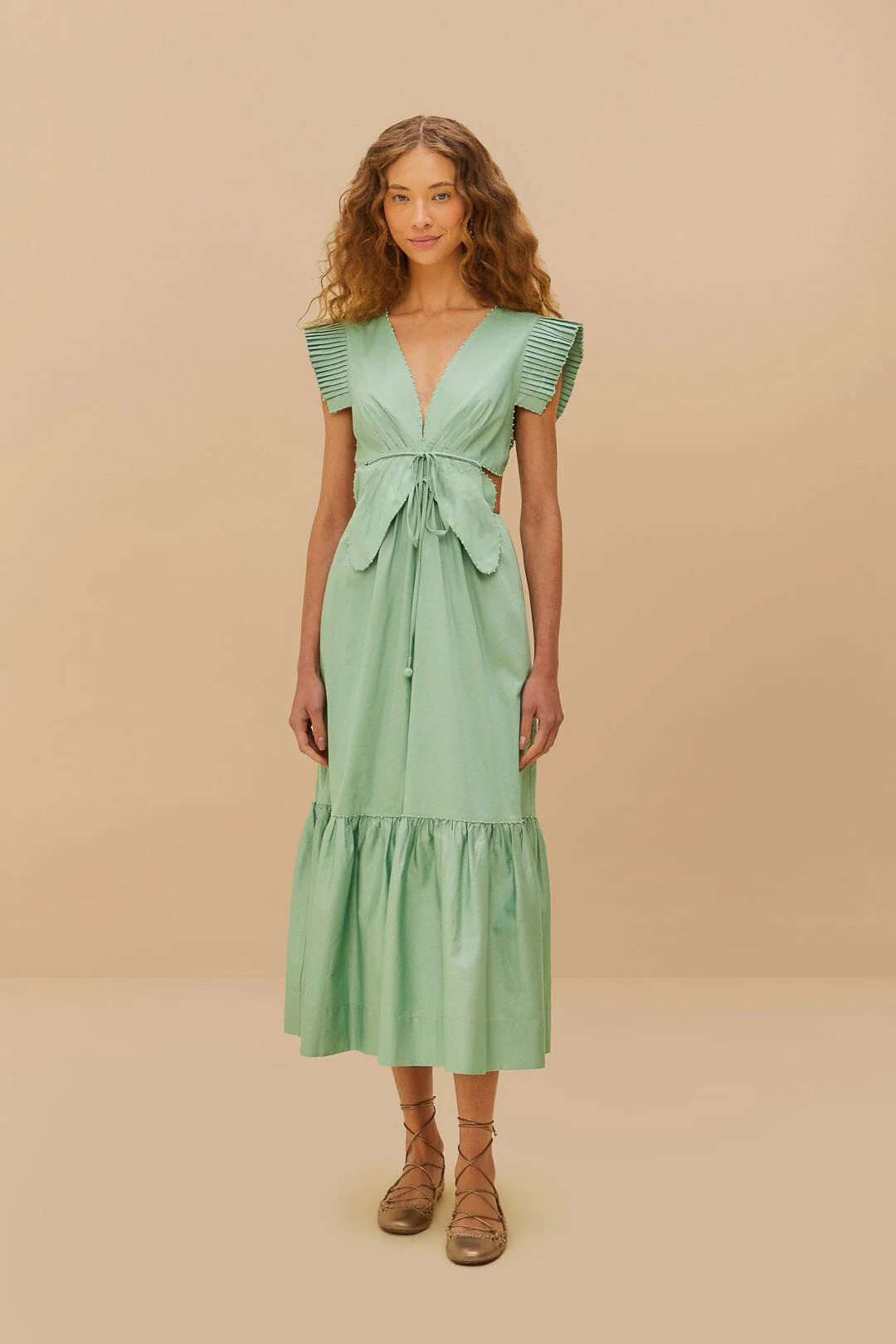 Light Green Butterfly Cut-Out Midi Dress | FarmRio (US)