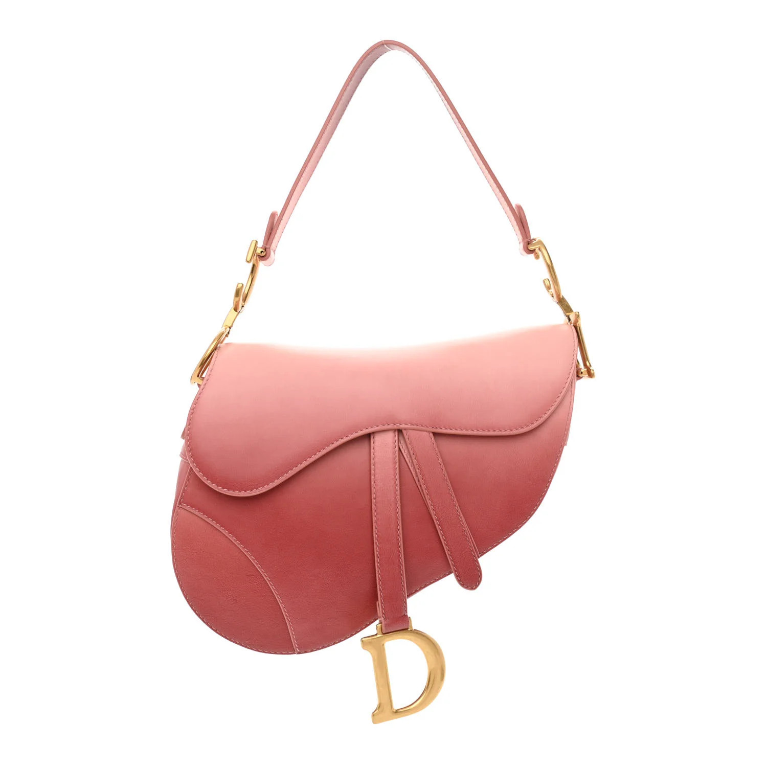 CHRISTIAN DIOR Gradient Calfskin Saddle Bag Pink | FASHIONPHILE (US)
