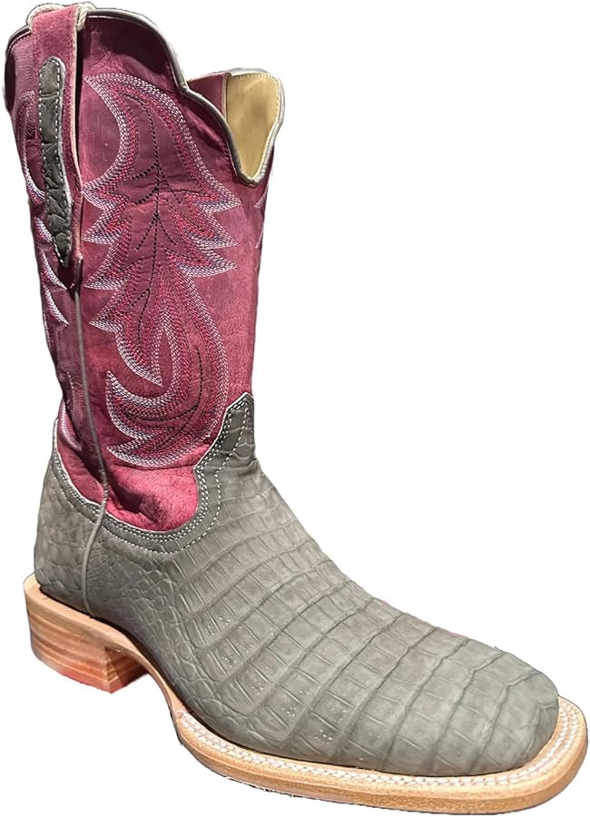 Men's Charcoal Caiman Belly & Rosa Goat Western Boots by R.Watson | Amazon (US)