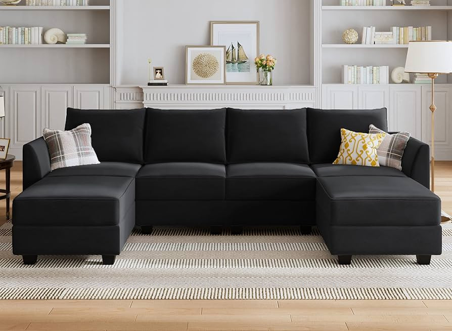 HONBAY Modular Sectional Sofa Convertible U Shaped Couch with Reversible Chaise Velvet Modular So... | Amazon (US)