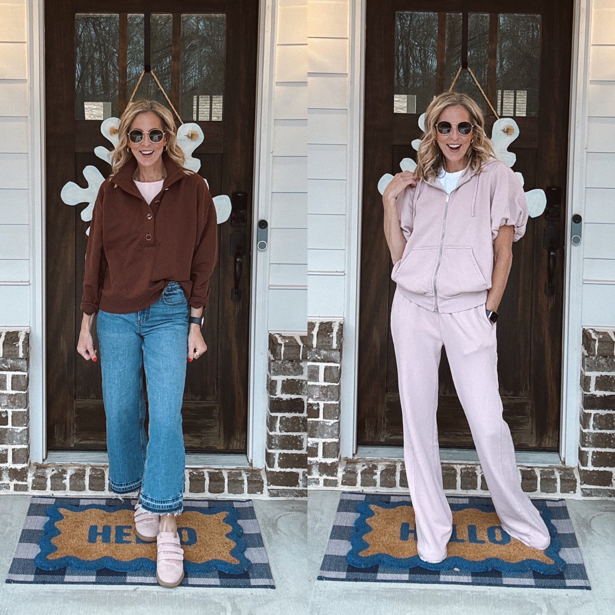 Two cozy Walmart finds I can’t stop wearing 🤍
On the left, this Time and Tru quarter-button fleece top looks so Aerie-inspired—soft blended fleece, sporty pullover style, and a high neckline you can wear buttoned or open. Best part? It’s under $20 and insanely comfortable.

On the right, the Scoop mineral-wash fleece flare sweatpants paired with the matching cropped hoodie = elevated loungewear perfection. Ultra-soft fleece, comfy elastic waistband, on-trend flare leg, and both pieces are under $30.

I’m wearing a size small in everything for reference (I’m 5’5).