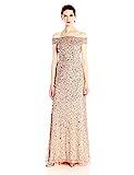 Adrianna Papell Women's Off The Shoulder Beaded Long Gown, Rosegold, 12 | Amazon (US)