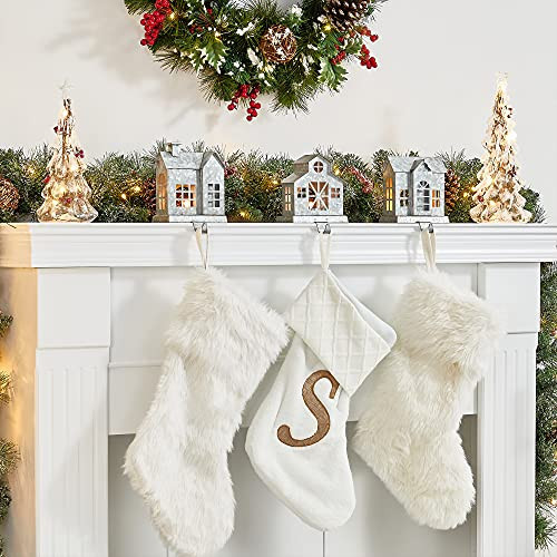 Glitzhome 3 Pcs Galvanized House Stocking Holder, 6.9 Inch Xmas Hanging Hooks for Stockings Stocking Hanger Christmas Indoor Decoration | Amazon (US)