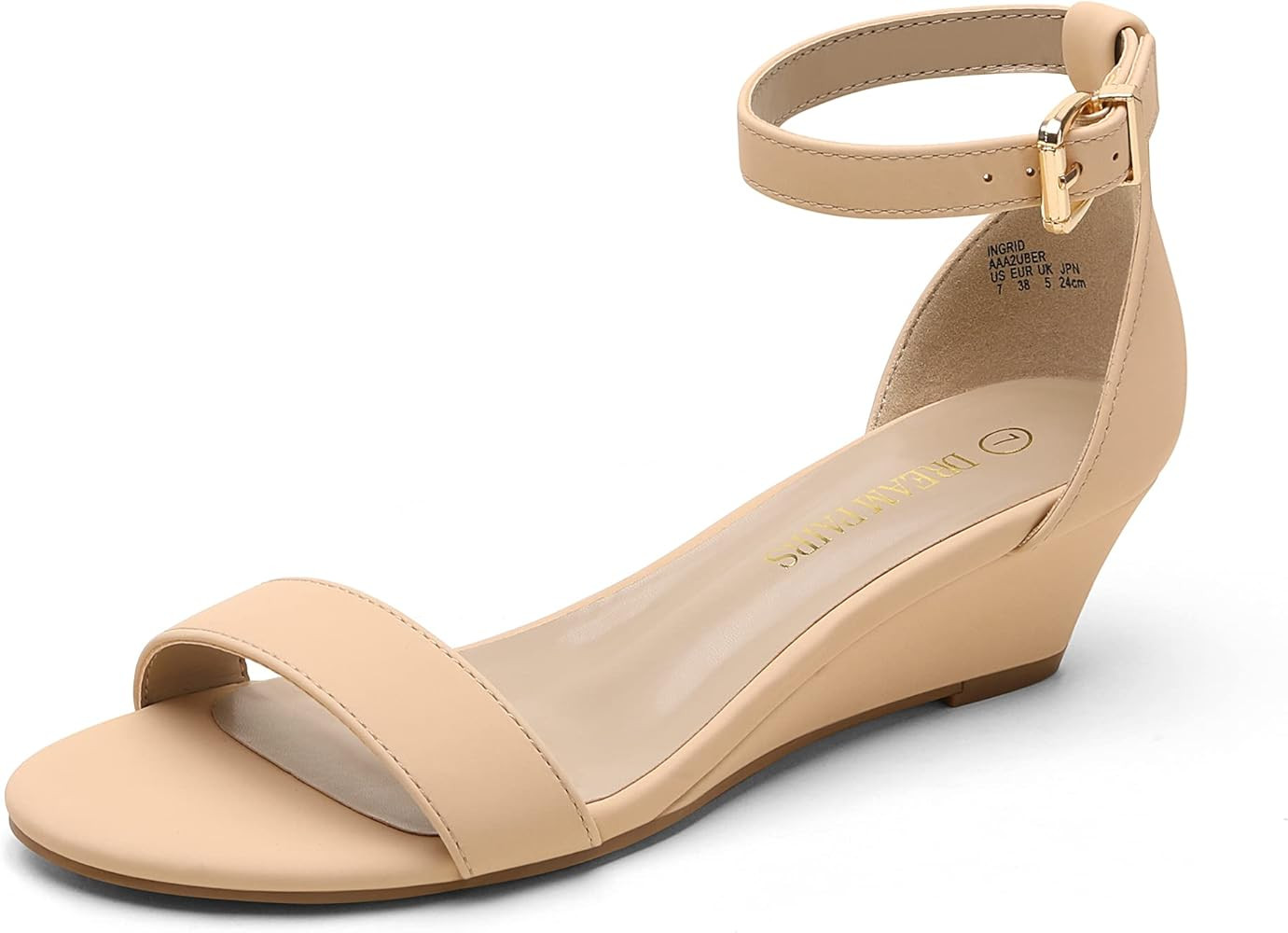 DREAM PAIRS Women's Ingrid Ankle Strap Low Wedge Sandal | Amazon (US)