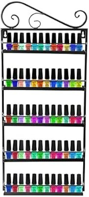 DAZONE Nail Polish Wall Rack Organizer Holds 50 Bottles Nail Polish Shelf Black | Amazon (US)