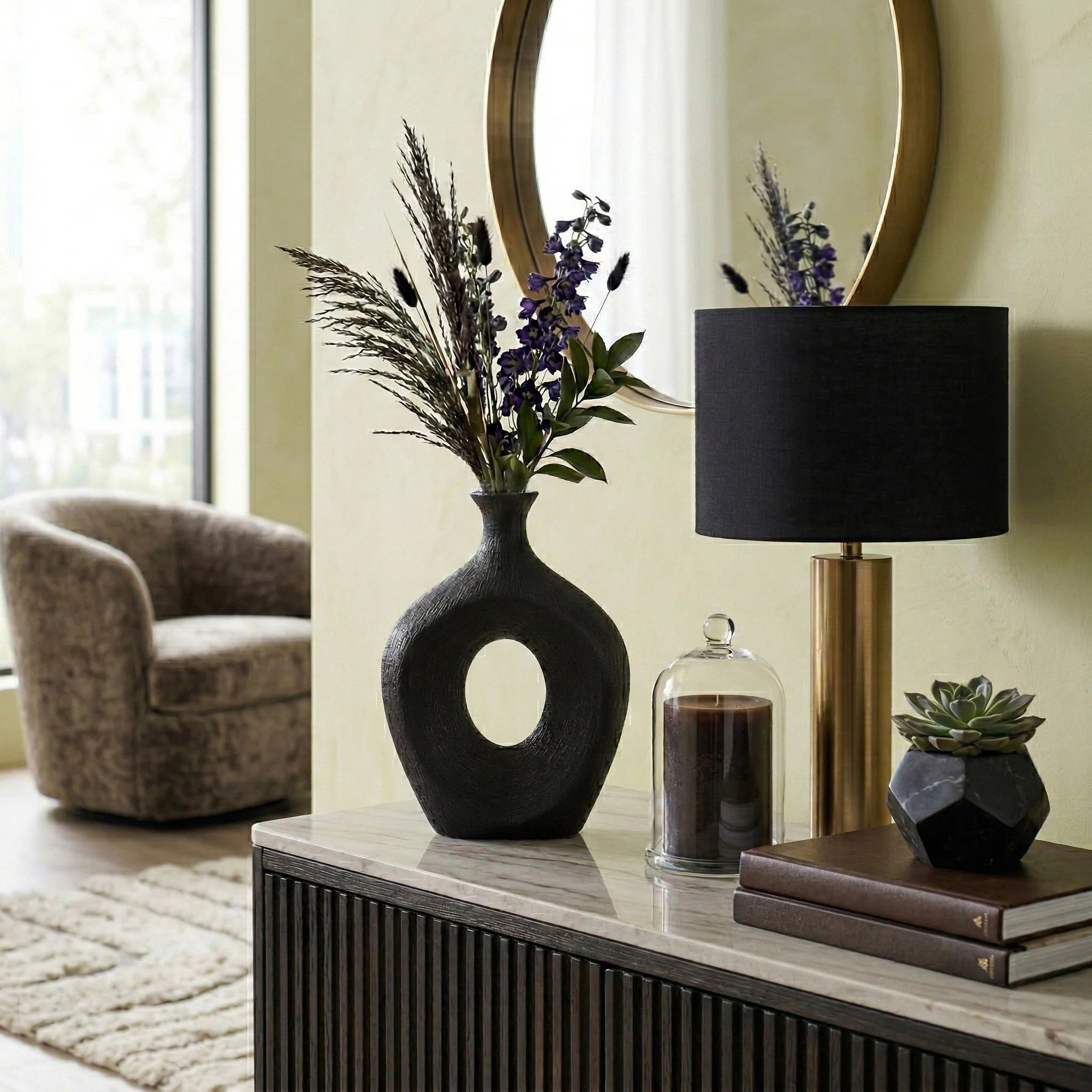 Modern Cut-Out Sculptural Table Vase for Home Decor - Ceramic Flower Vase Accent for Tabletops, O... | Wayfair North America