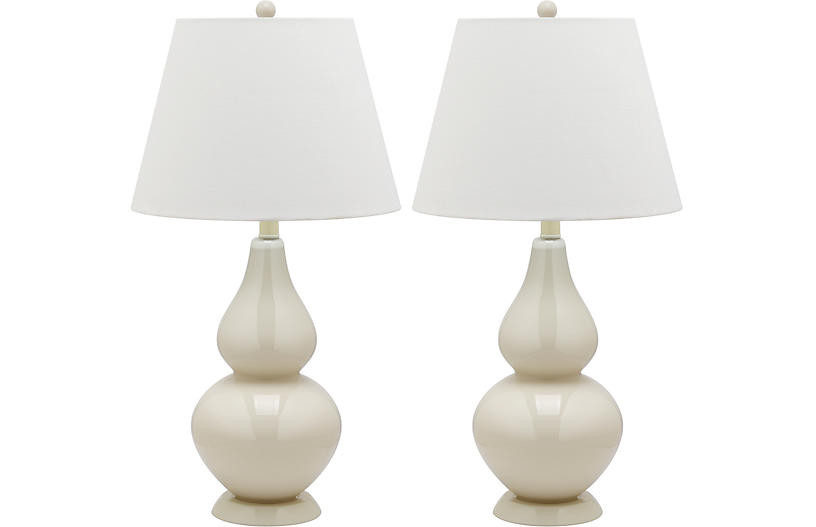 Angela Table Lamp Set, White | One Kings Lane
