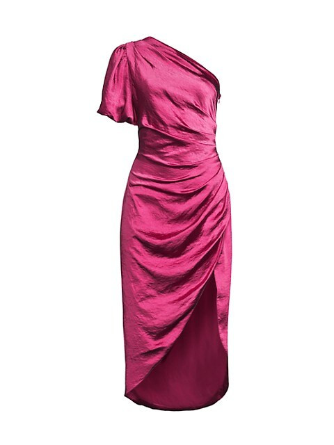 Cinda Satin One-Sleeve Dress | Saks Fifth Avenue
