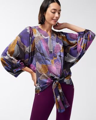 Abstract Print Tie-Front Shirt | Chico's