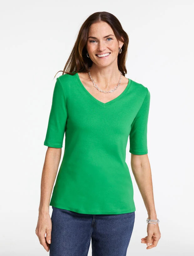 Pima V-Neck Tee | Talbots