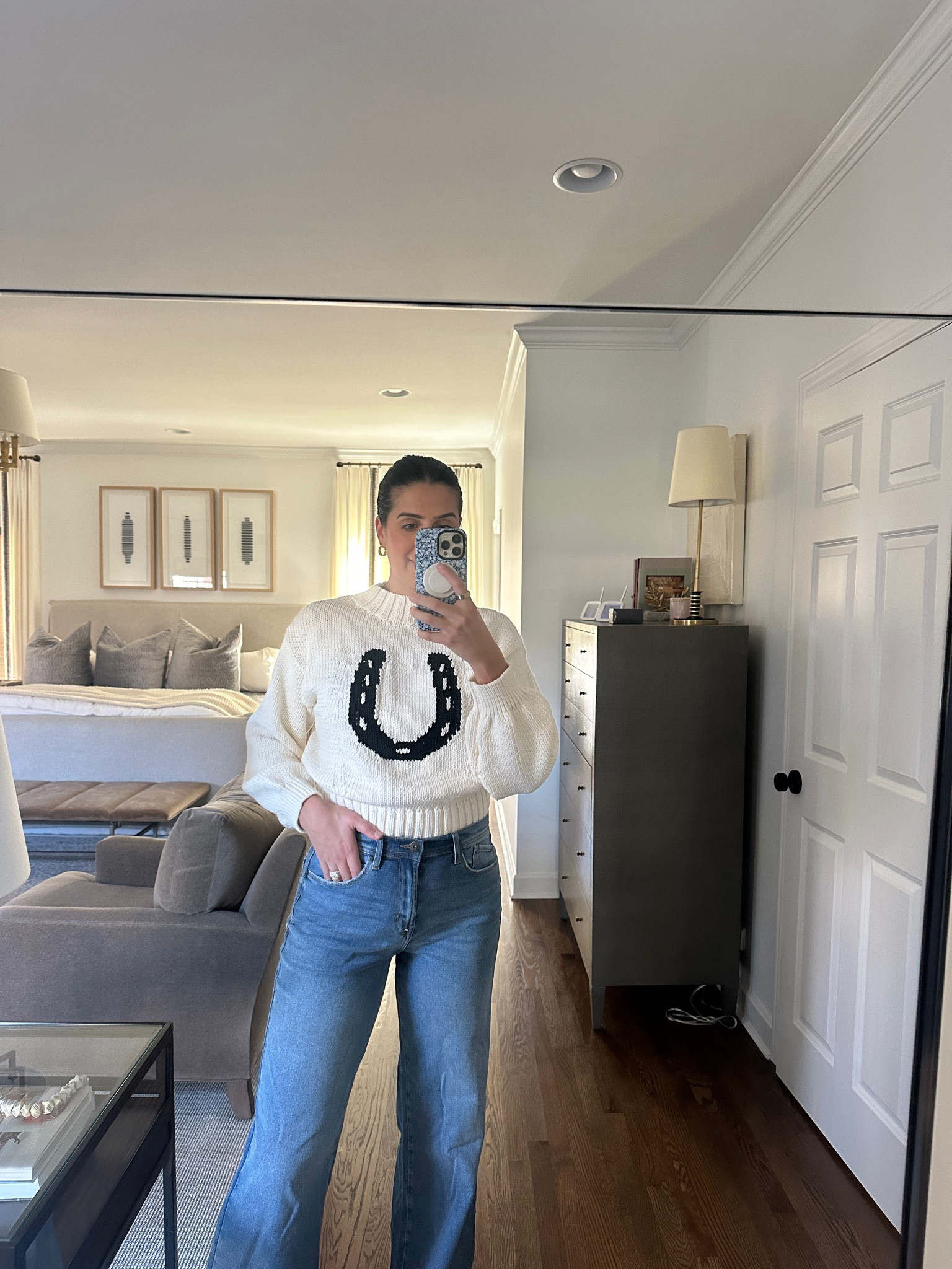 Mock neck sweater, cable knit sweater, icon sweater, horseshoe sweater, relaxed jeans

#LTKSeasonal