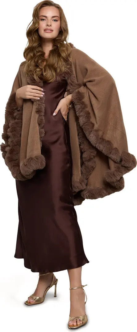 SAACHI Faux Fur Trim Cape | Nordstromrack | Nordstrom Rack