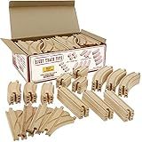 Wooden Train Track 52 Piece Set - 18 Feet Of Track Expansion And 5 Distinct Pieces - 100% Compati... | Amazon (US)