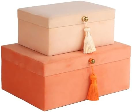 HofferRuffer Velvet Jewelry Boxes Decorative Boxes, Storage Accessory Organizer Boxes with Elegan... | Amazon (US)