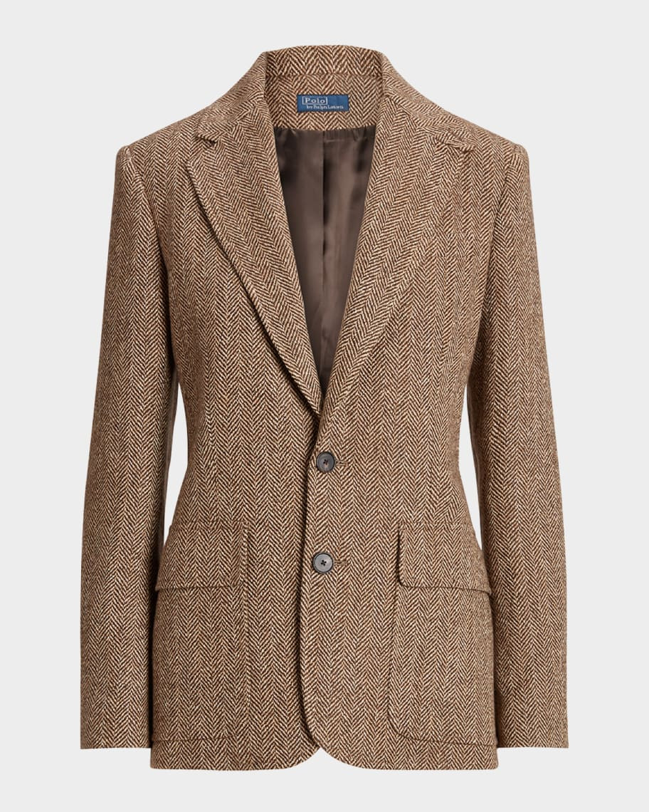 Herringbone Linen-Blend Blazer | Neiman Marcus