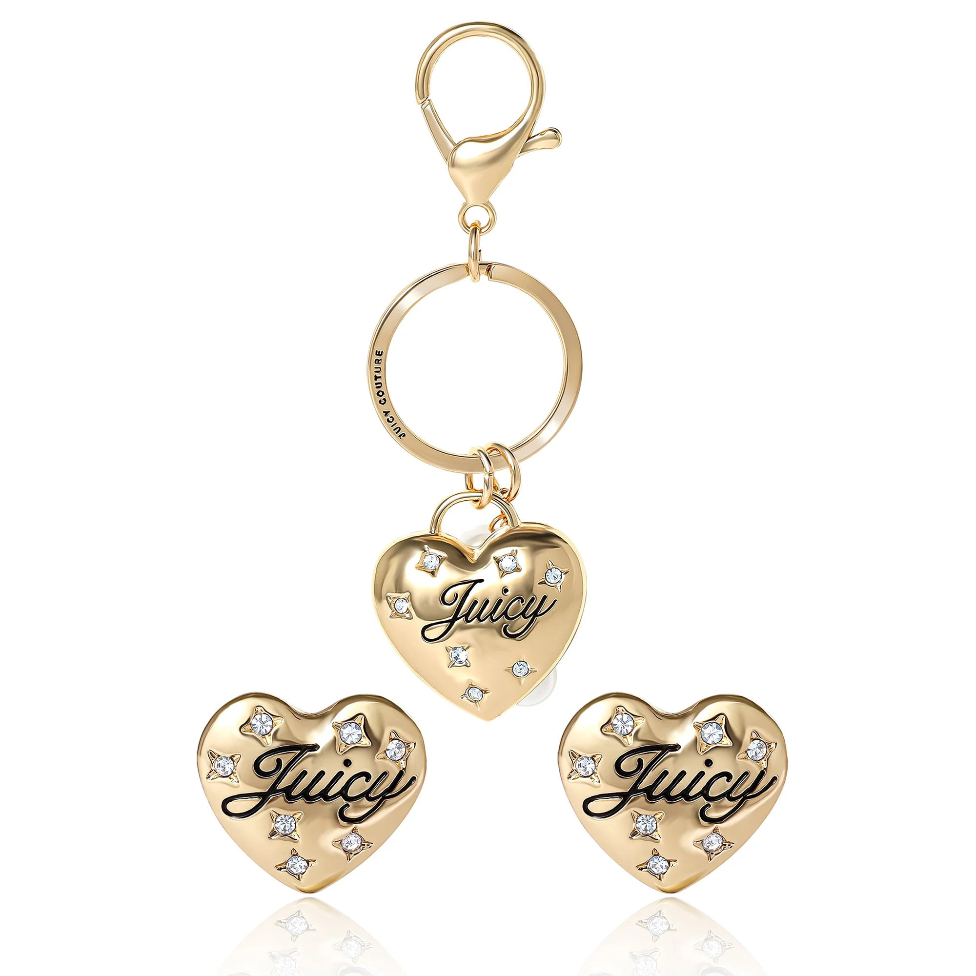 Gold-Tone Heart Keychain Bag Charm & Earring Set | Juicy Couture