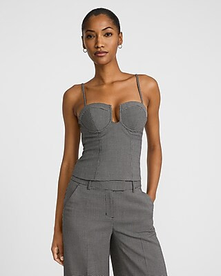 Houndstooth Tailored Corset Top | Express