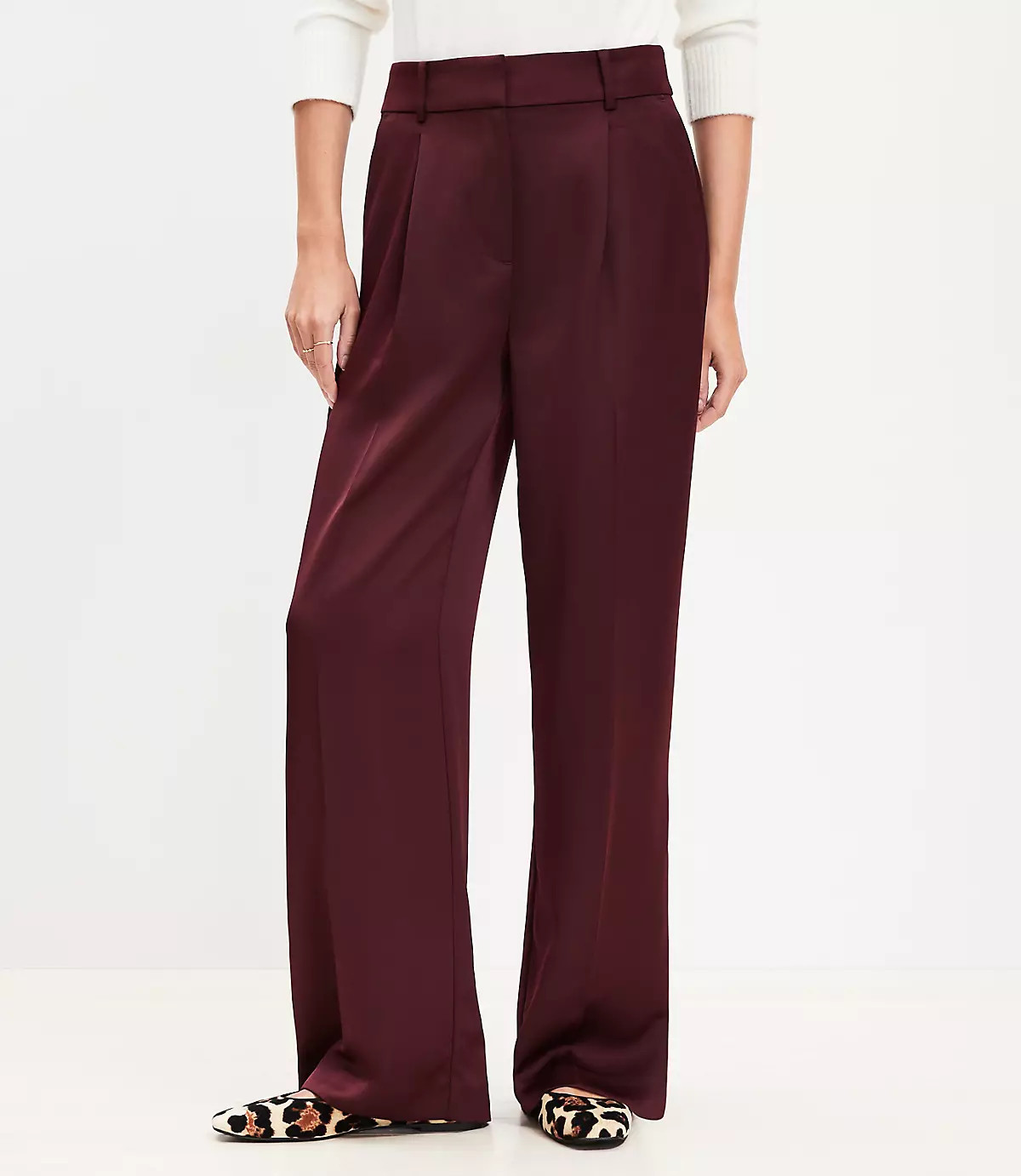 Peyton Trouser Pants in Satin | LOFT