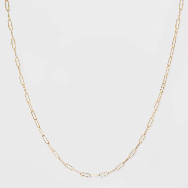 Paper Clip Chain Short Necklace - A New Day™ Gold | Target