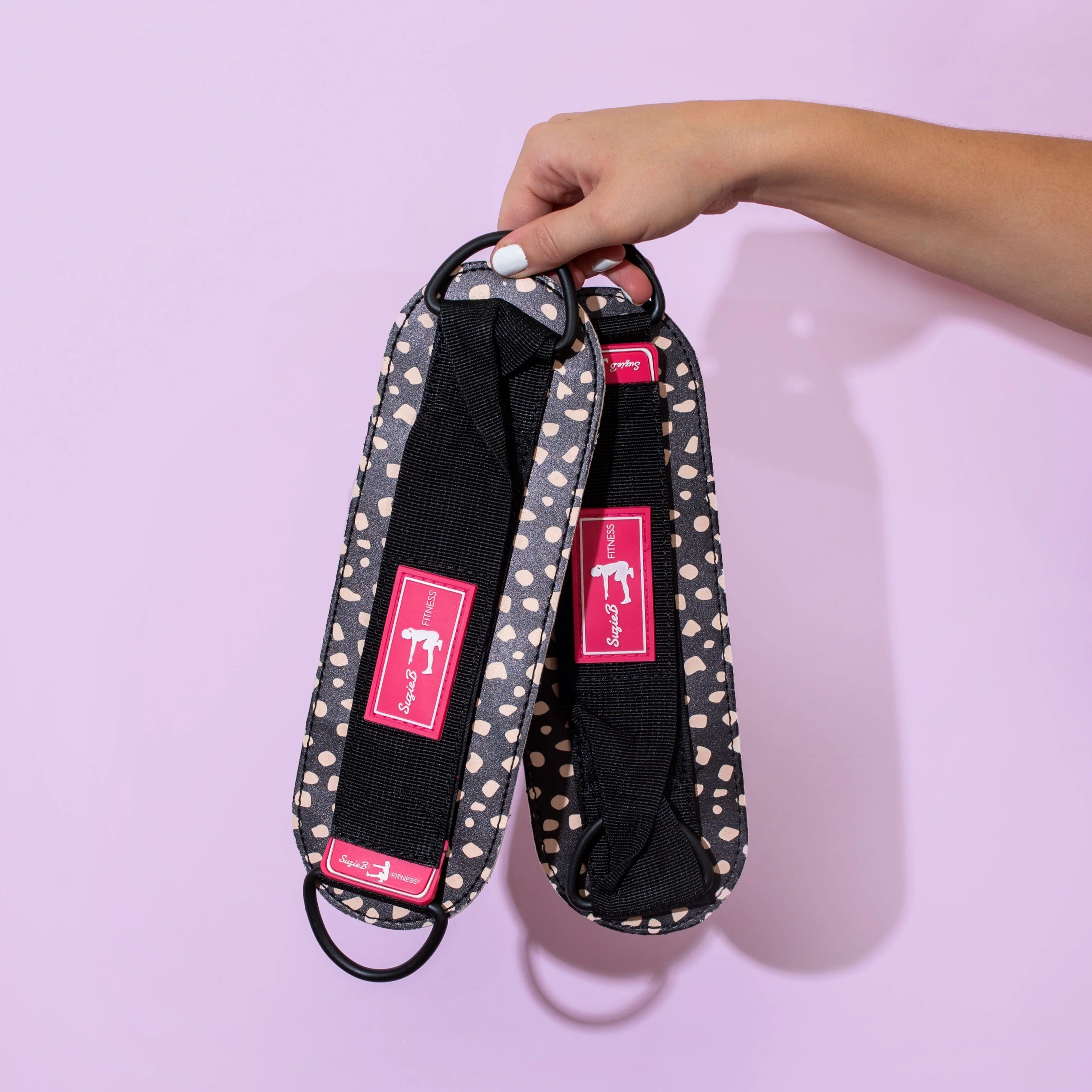BLACK CHEETAH ANKLE STRAPS | SuzieB Fitness