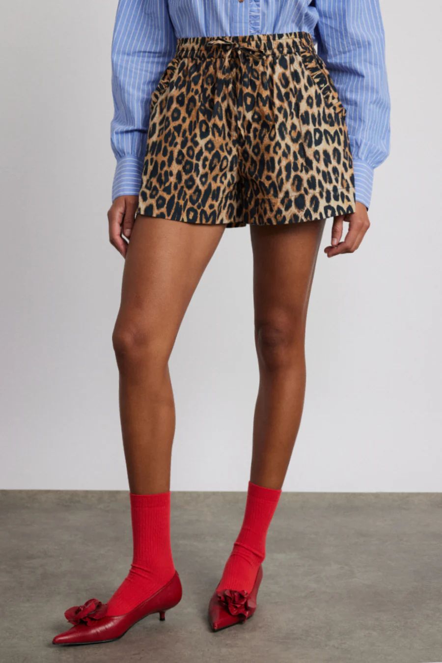 leopard pull on shorts | Damson Madder