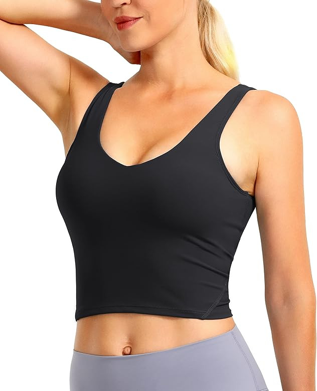 YYV Women's Sports Bras Longline Padded Bra Workout Yoga Tank Tops for Gym Running Lounging Casual | Amazon (US)