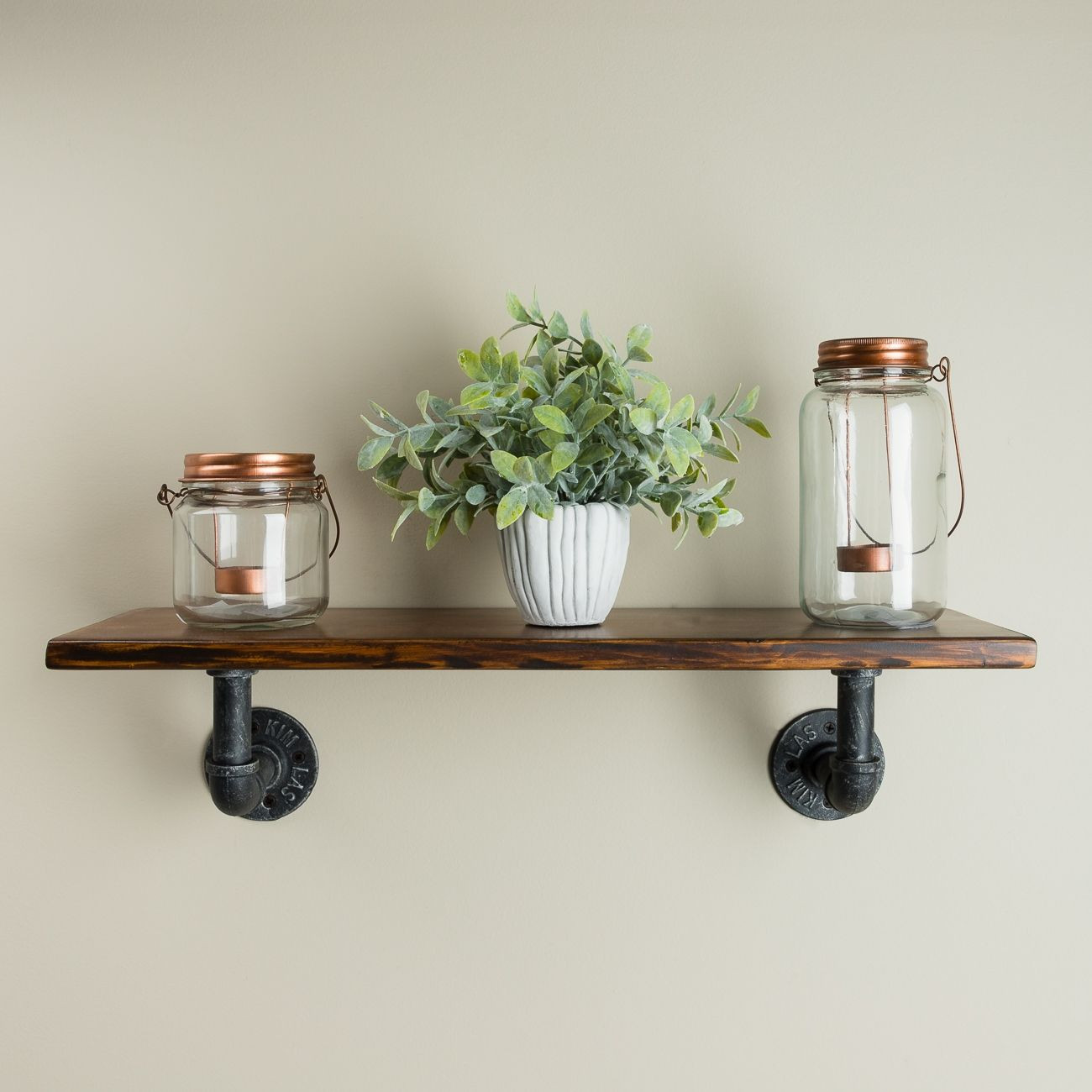 Industrial Collection Bathroom Shelf - Solid Wood Red Oak / Metal | Vintage Tub & Bath