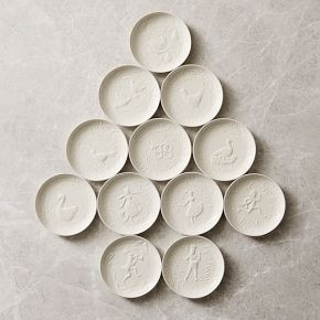 12 Days of Christmas Ceramic Appetizer Plates (Set of 12) | West Elm (US)